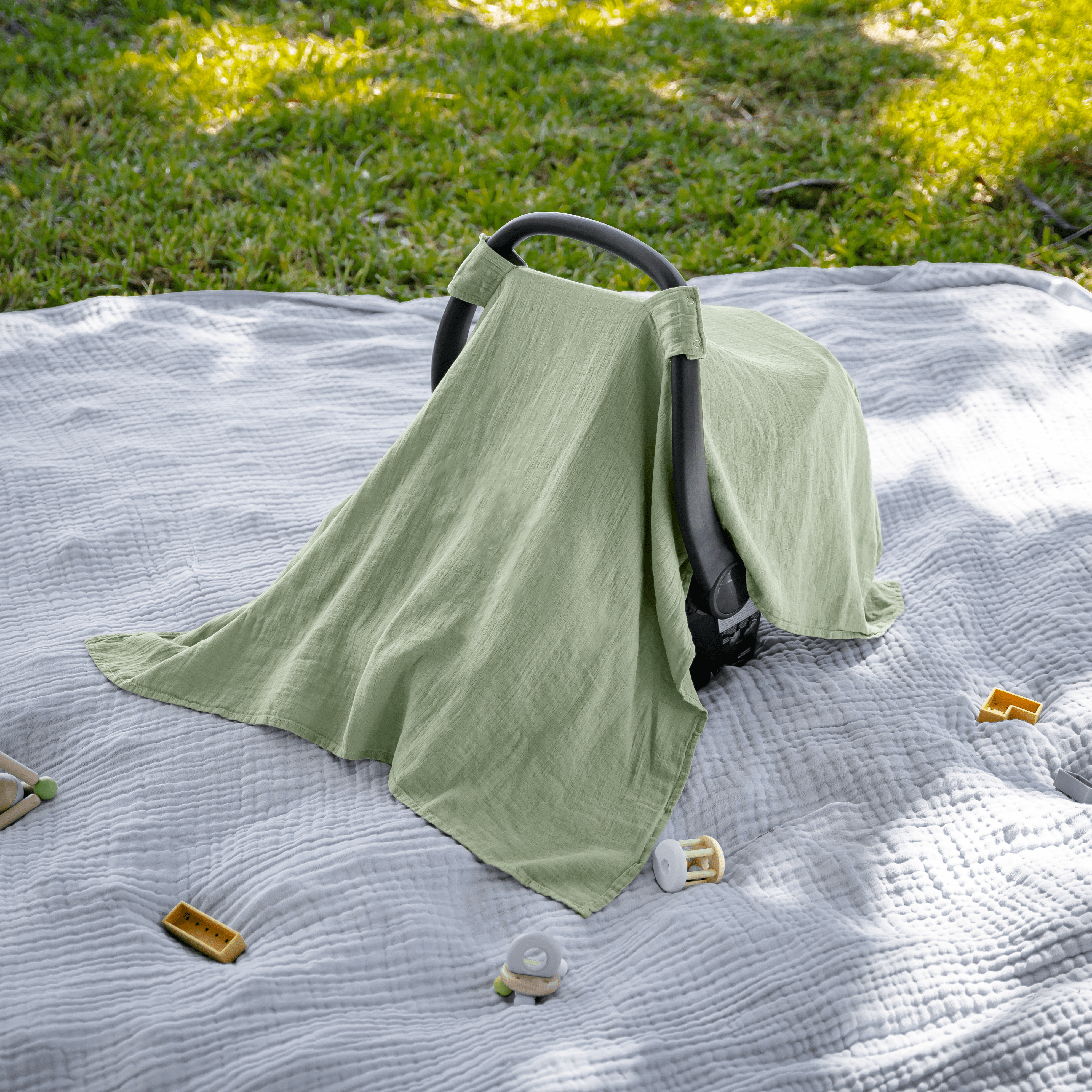 Baby Car Seat Cover in Sage | Comfy Cubs - additional view