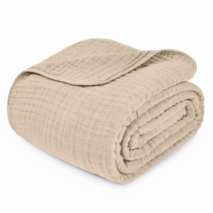 Adult Muslin Blanket in Sand | Comfy Cubs - additional view