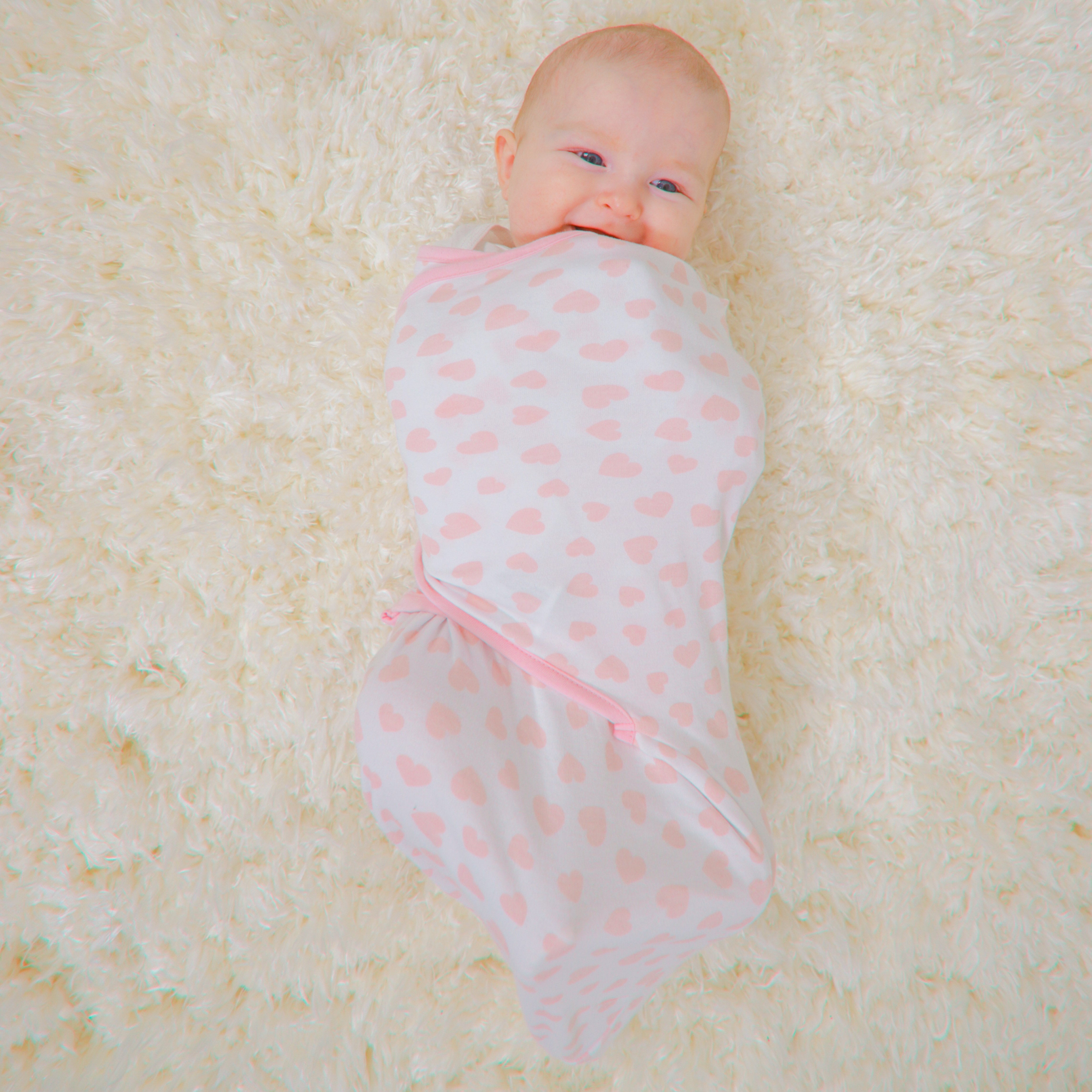 Easy Swaddle Blankets - Pink Heart, Pack of 1 | Comfy Cubs - additional view