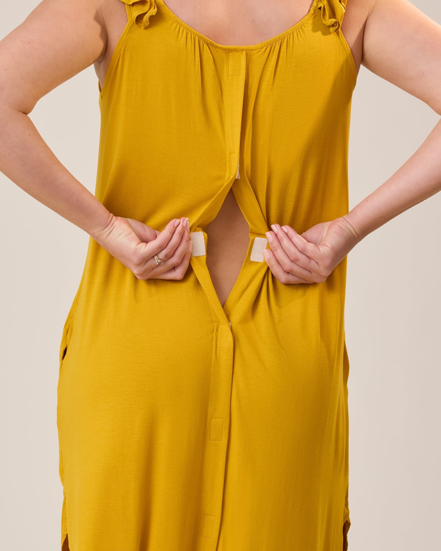 Ruffle Strap Labor & Delivery Gown | Honey | Kindred Bravely - additional view
