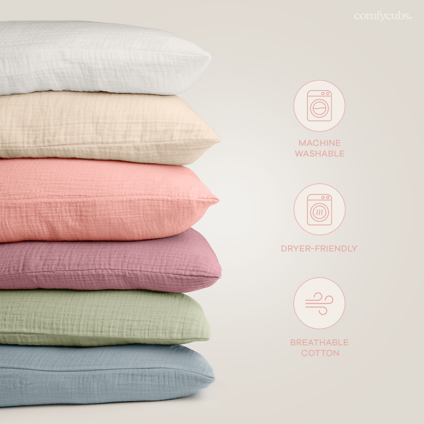 Toddler Pillows with Soft Muslin Pillow Case  - White