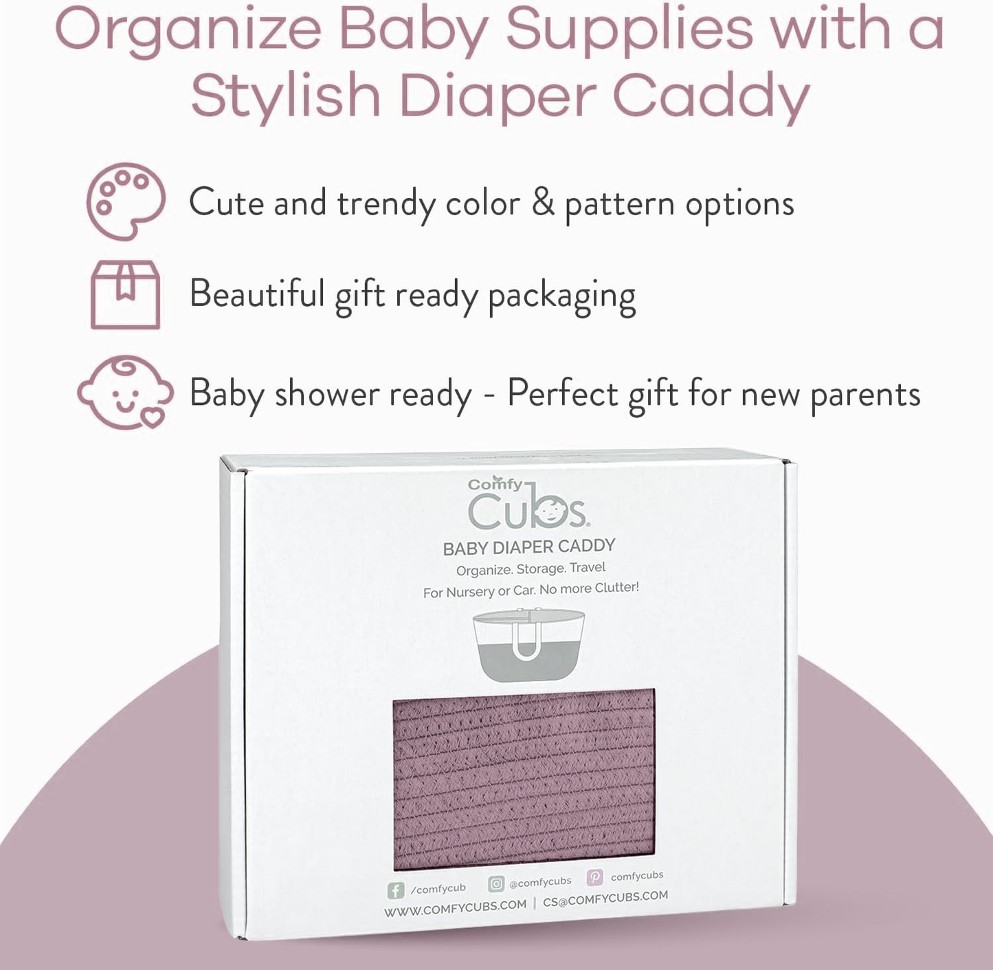 Rope Diaper Caddy - Mauve