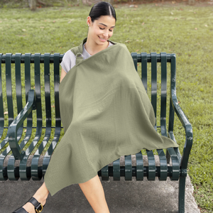 Muslin Nursing Cover, Pack of 1 in Sage | Comfy Cubs - additional view