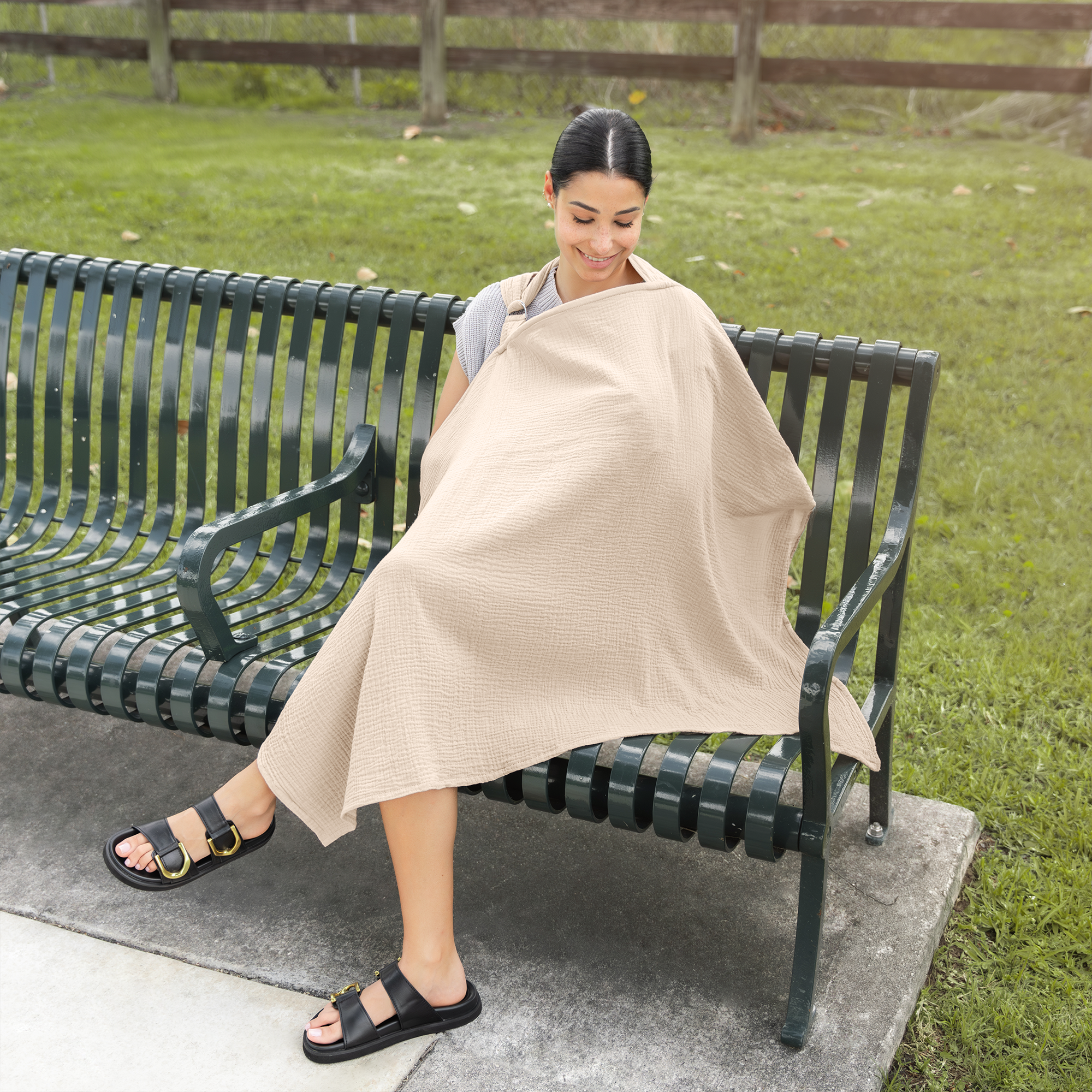 Muslin Nursing Cover, Pack of 1 in Sand | Comfy Cubs - additional view