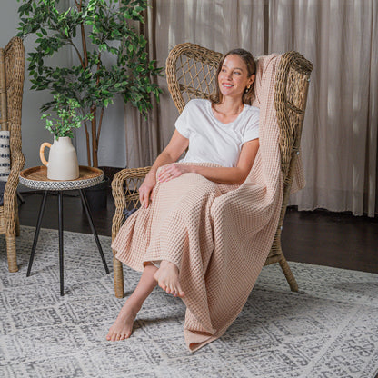 Adult Waffle Blankets in Blush