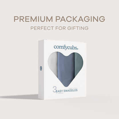 Easy Swaddle Blankets  - Stone, Nomadic Blue, Azul, Pack of 3