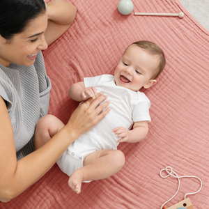 Baby Muslin Blanket in Bold Blush | Comfy Cubs - additional view