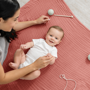Baby Muslin Blanket in Dusty Rose | Comfy Cubs - additional view