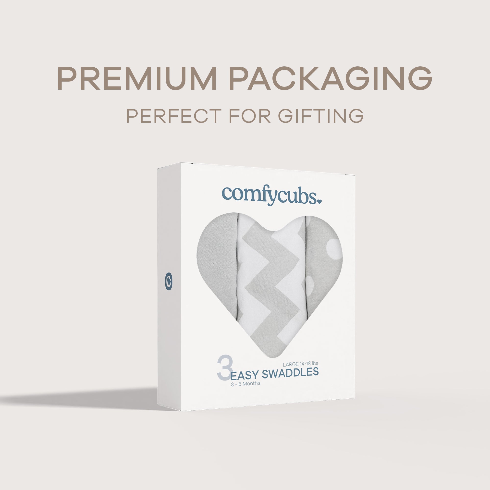 Easy Swaddle Blankets in Grey, Pack of 3 | Comfy Cubs - additional view