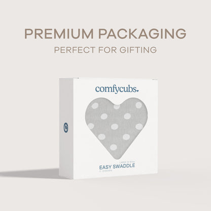 Easy Swaddle Blankets - Gray Polkadots, Pack of 1