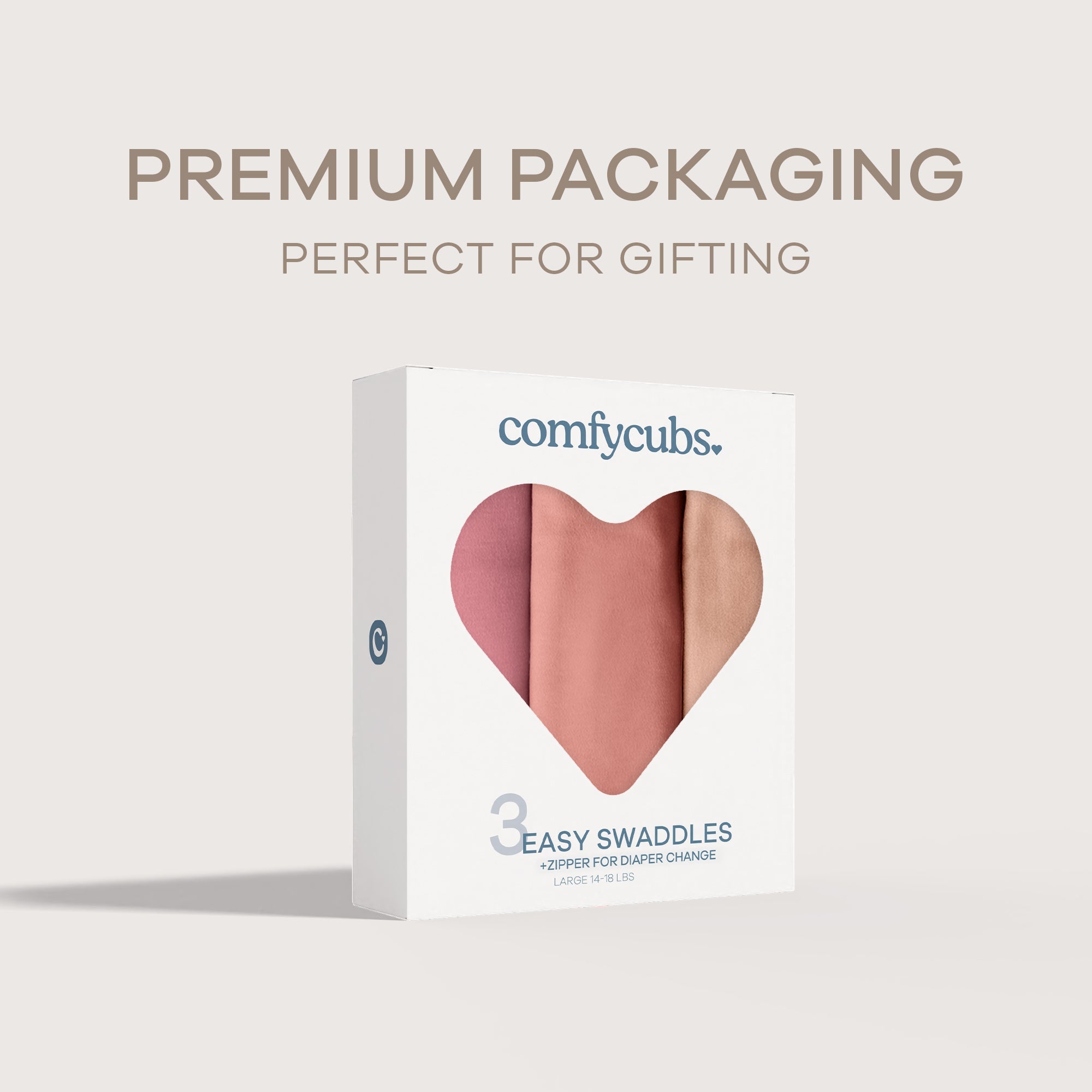 Easy Swaddle Blankets with Zipper in Light Blush, Blush, Mauve | Comfy Cubs - additional view