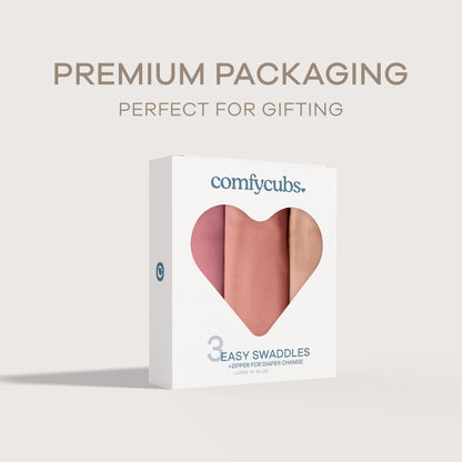 Easy Swaddle Blankets with Zipper - Light Blush, Blush, Mauve