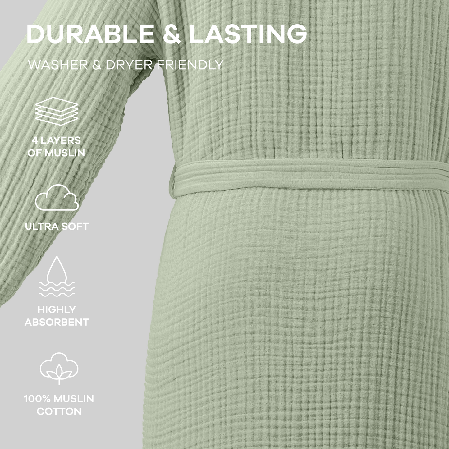 Muslin Bathrobe, Sage