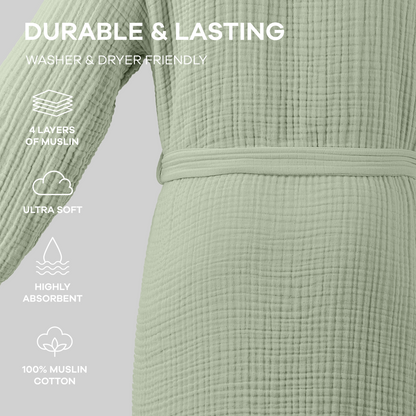 Muslin Bathrobe, Sage