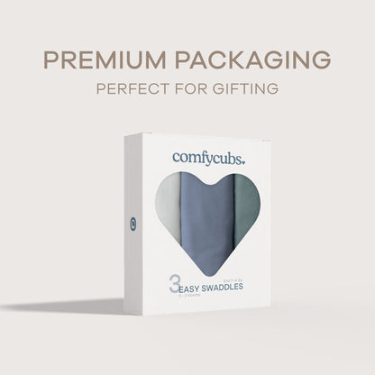 Easy Swaddle Blankets  - Stone, Nomadic Blue, Azul, Pack of 3