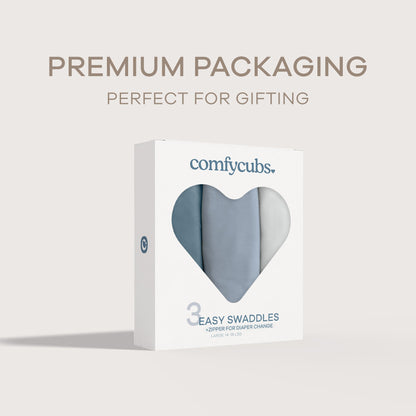 Easy Swaddle Blankets with Zipper - Stone, Pacific Blue, Nomadic Blue