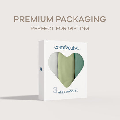 Easy Swaddle Blankets - Stone, Sage, Azul, Pack of 3