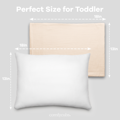 Toddler Pillows with Soft Muslin Pillow Case - Cream