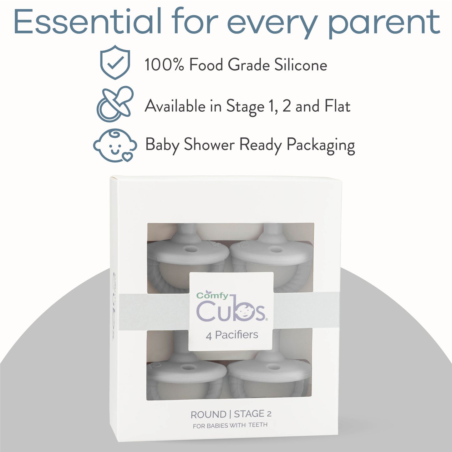 Pacifiers, 4 Pack - Grey