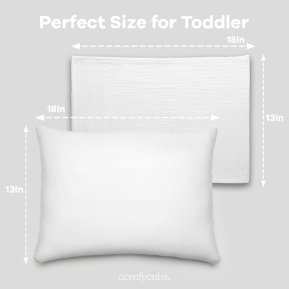Toddler Pillows with Soft Muslin Pillow Case  - White