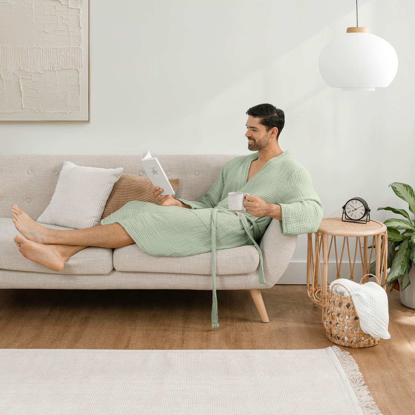 Muslin Bathrobe, Sage