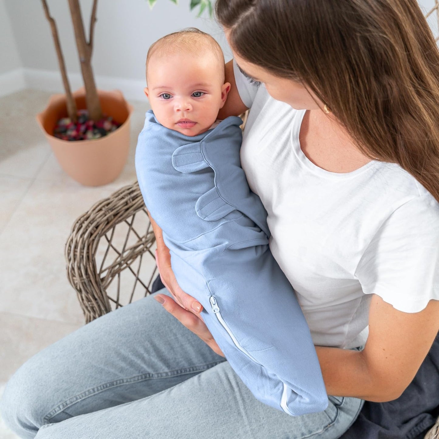 Easy Swaddle Blankets with Zipper - Stone, Pacific Blue, Nomadic Blue