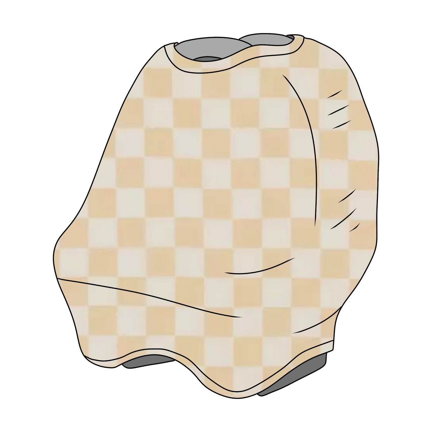 Butter Cream & White Checkered Carseat Cover