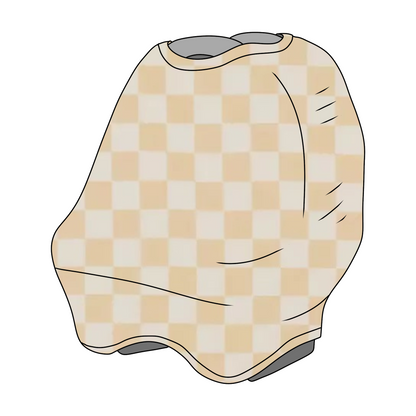 Butter Cream & White Checkered Carseat Cover