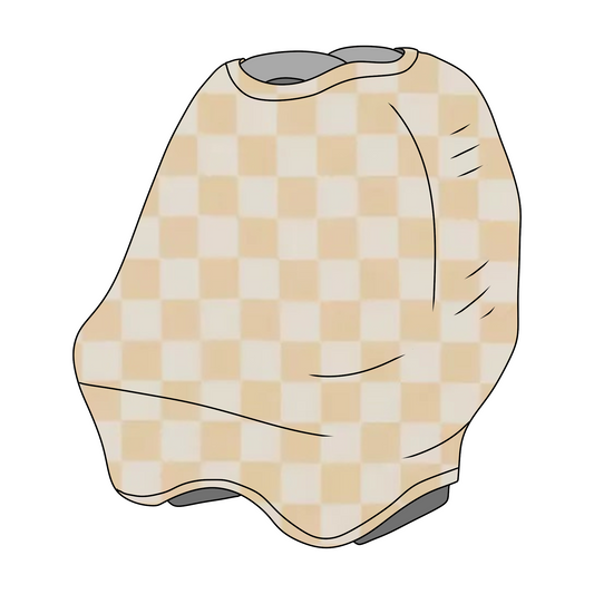 Butter Cream & White Checkered Carseat Cover