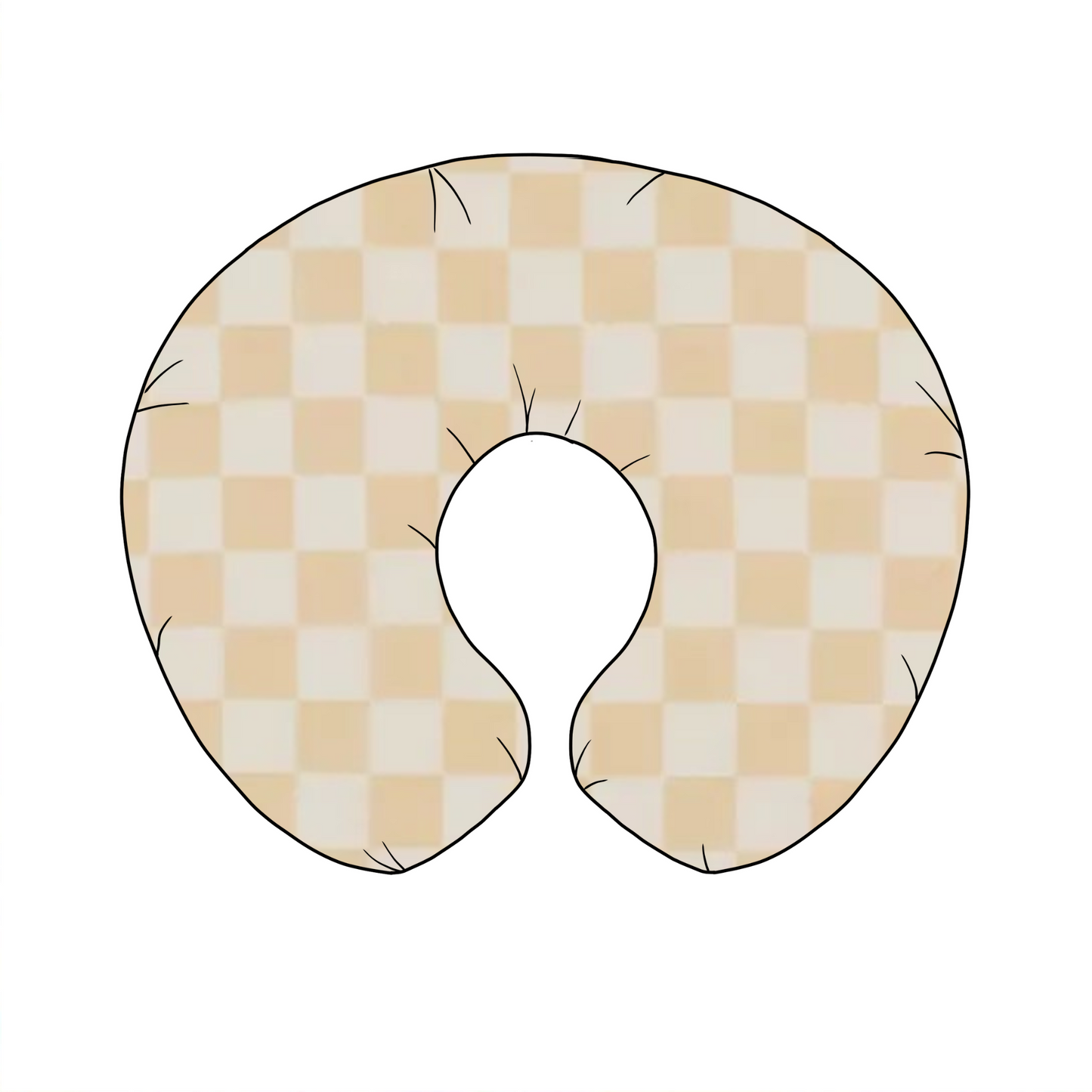 Butter Cream & White Checkered Nursing Pillow Cover
