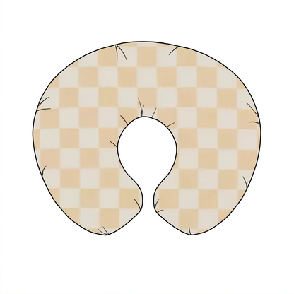 Butter Cream & White Checkered Nursing Pillow Cover