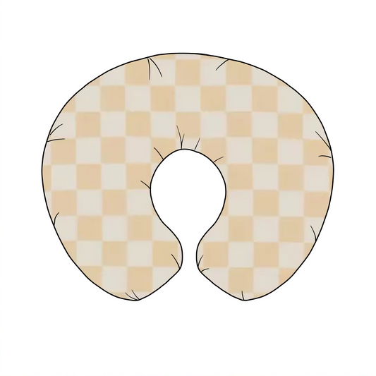 Butter Cream & White Checkered Nursing Pillow Cover