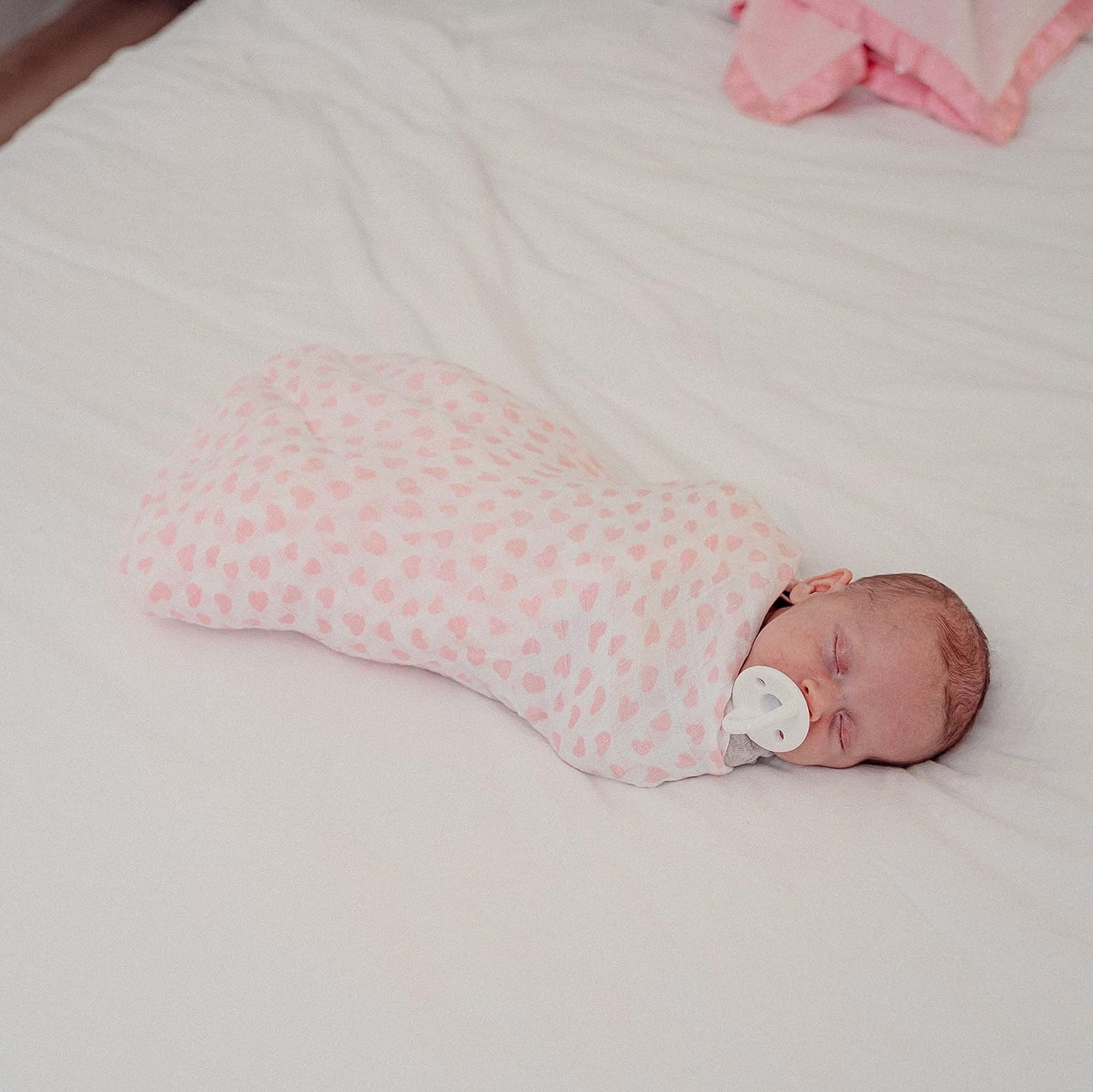 Muslin Swaddle Blankets, 4 Pack - Pink