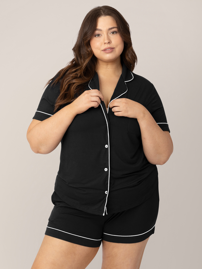 Clea Bamboo Short Sleeve Pajama Set | Black