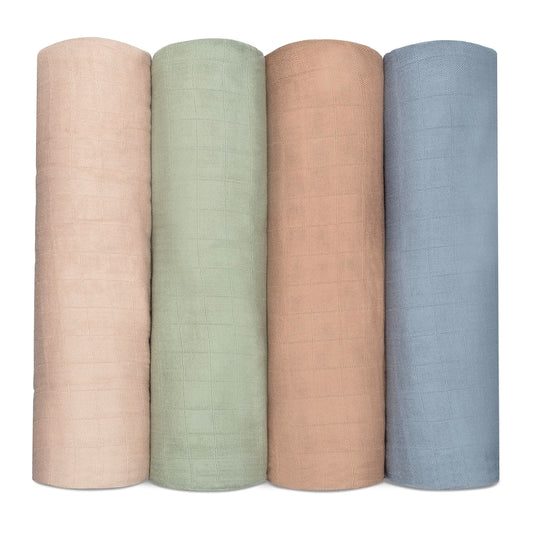 Muslin Swaddle Blankets, 4 Pack - Pacific, Cedar, Sage, Blush