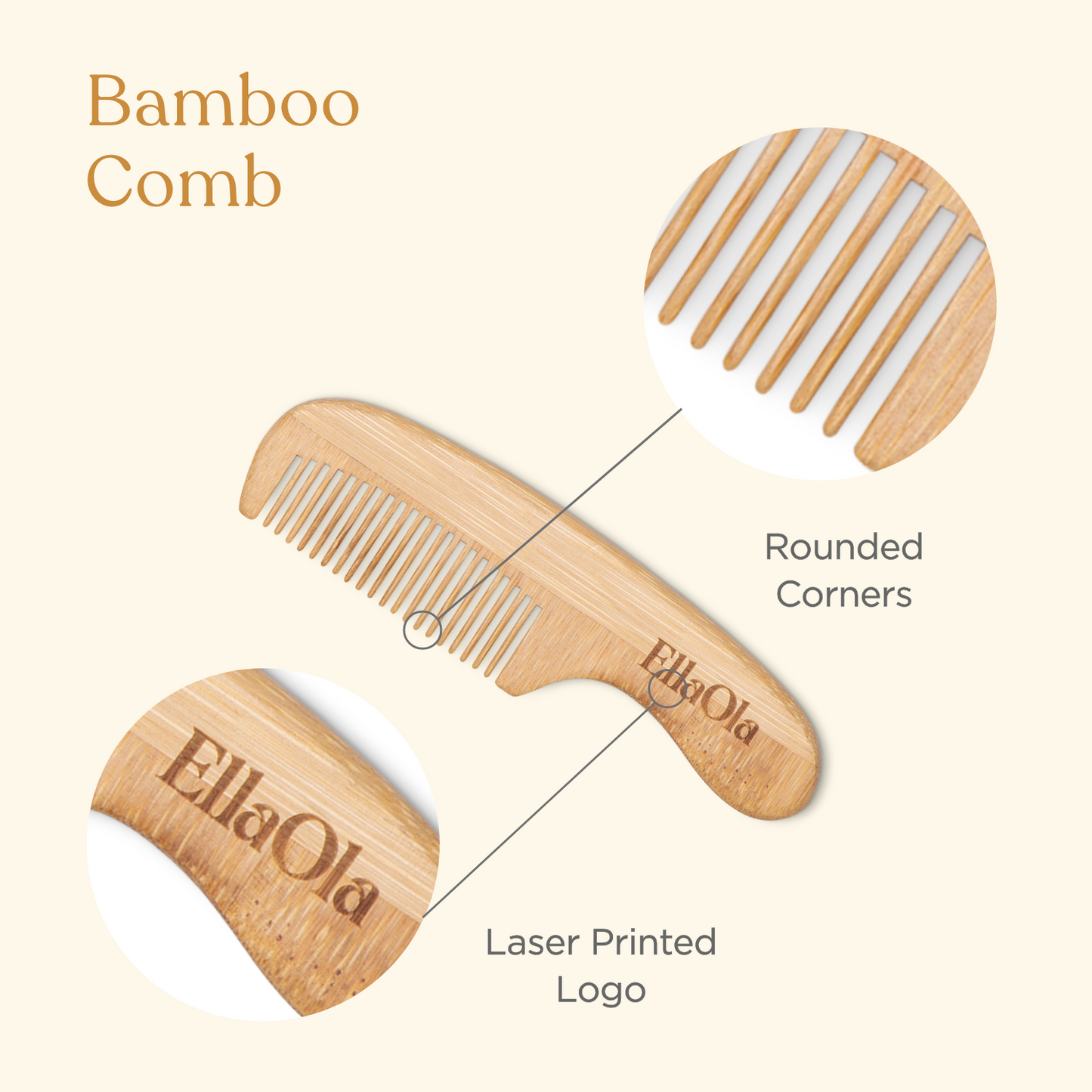 3-Piece Bamboo Brush & Comb Set