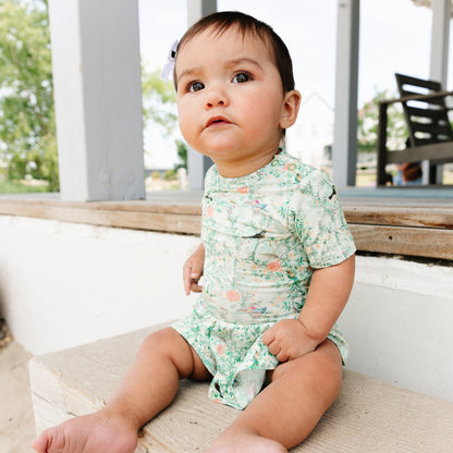 Sage Blossom Bamboo Twirl Dress with Bodysuit