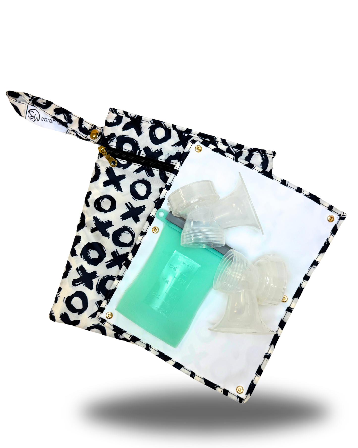 Sarah Wells Pumparoo Wet/Dry Bag – Compact Pump Parts Organizer with Waterproof Compartment & Staging Mat – Machine Washable
