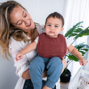 Muslin Bibs in Wine | Comfy Cubs - additional view