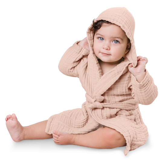 Muslin Bath Robe for Kids, Blush