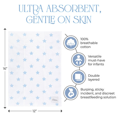 Cotton Burp Cloths - Blue Pattern