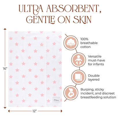 Cotton Burp Cloths - Pink Pattern