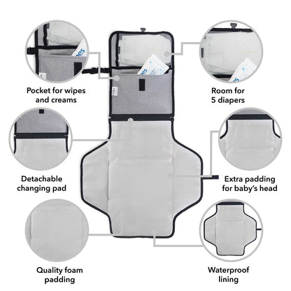 Portable Large Changing Pad - Solid Grey