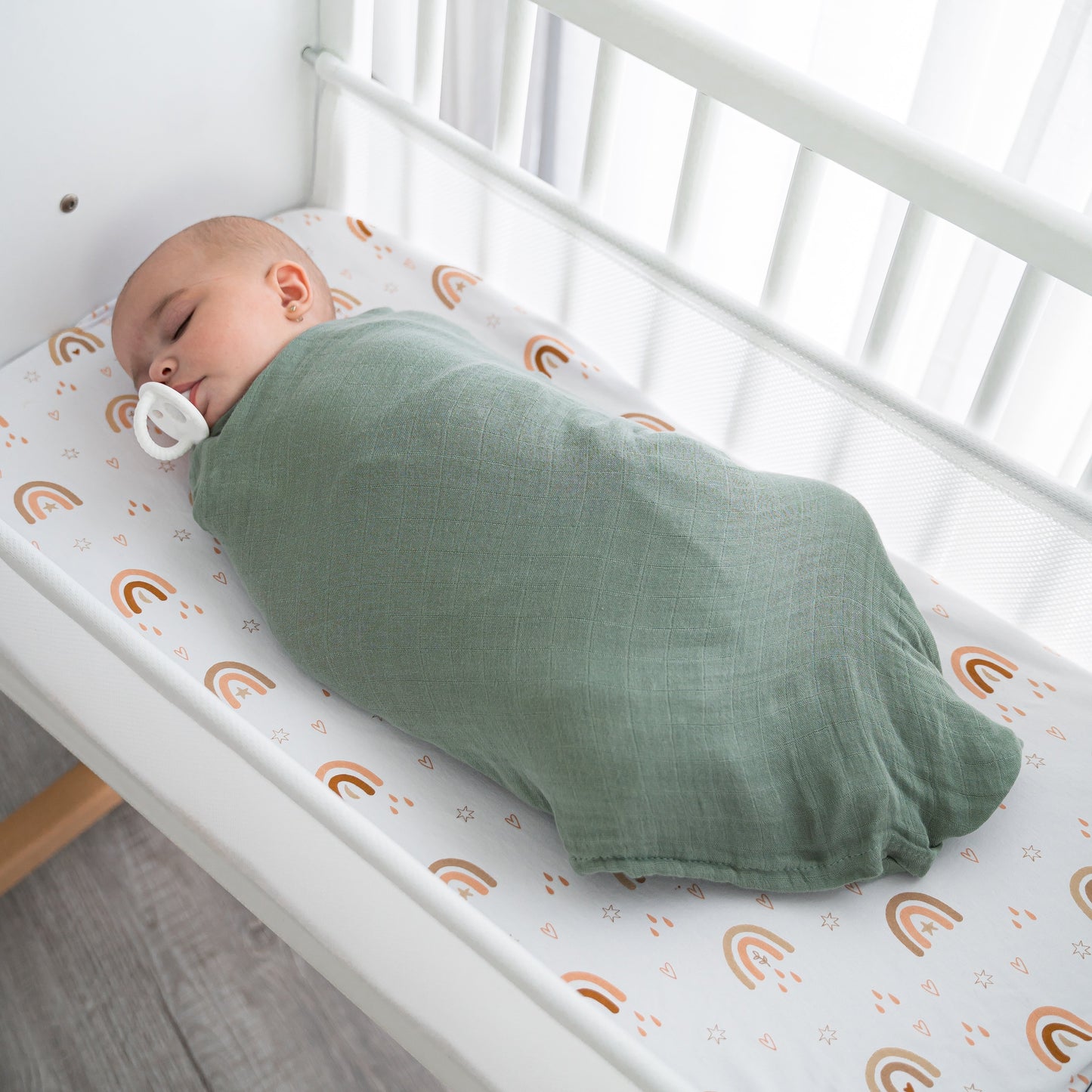 Muslin Swaddle Blankets, 4 Pack - Sage, Pacific Blue, Fern, Neptune