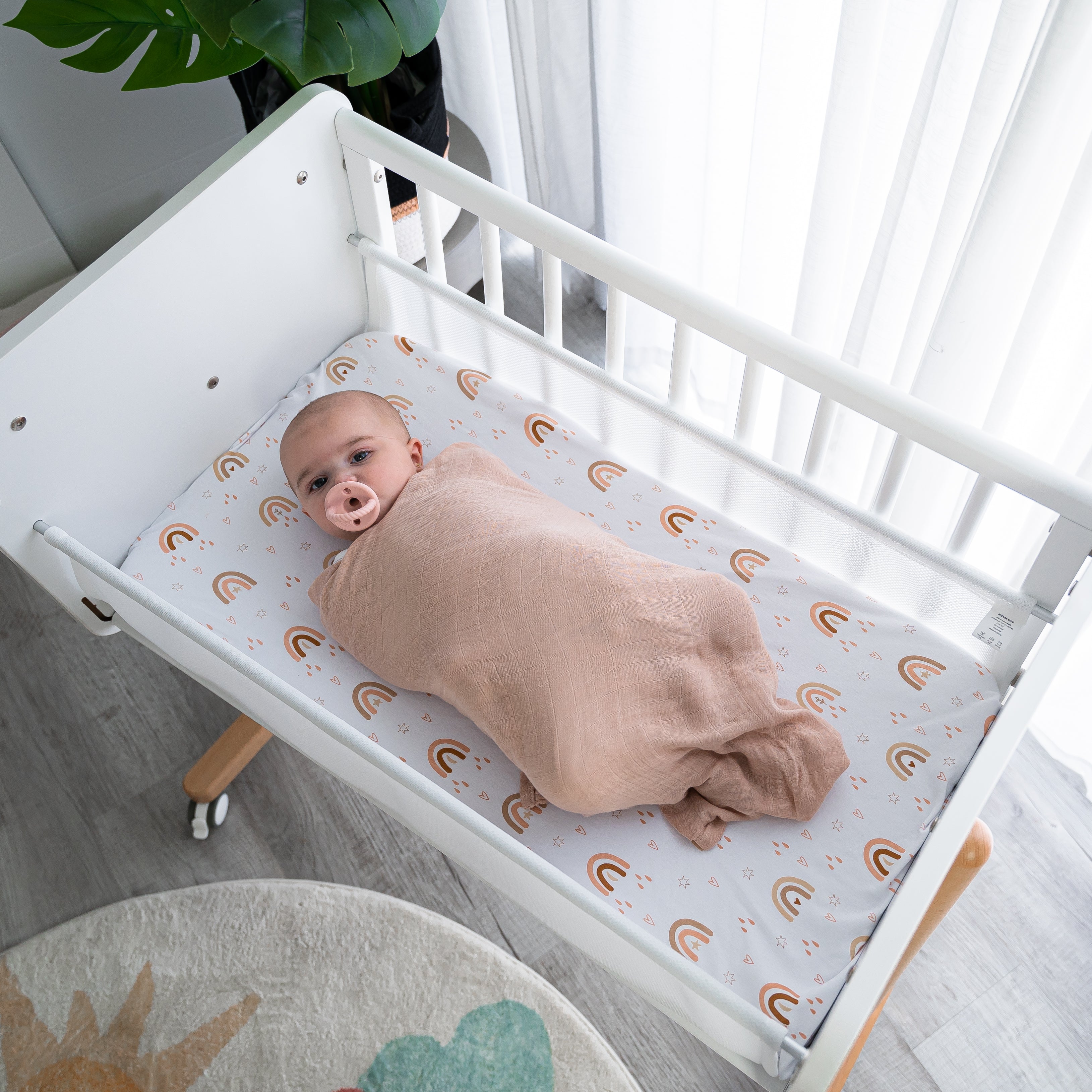 Muslin Swaddle Blankets 47” x 47” in Pacific Blue, Cedar, Sage, Blush, 4 Pack