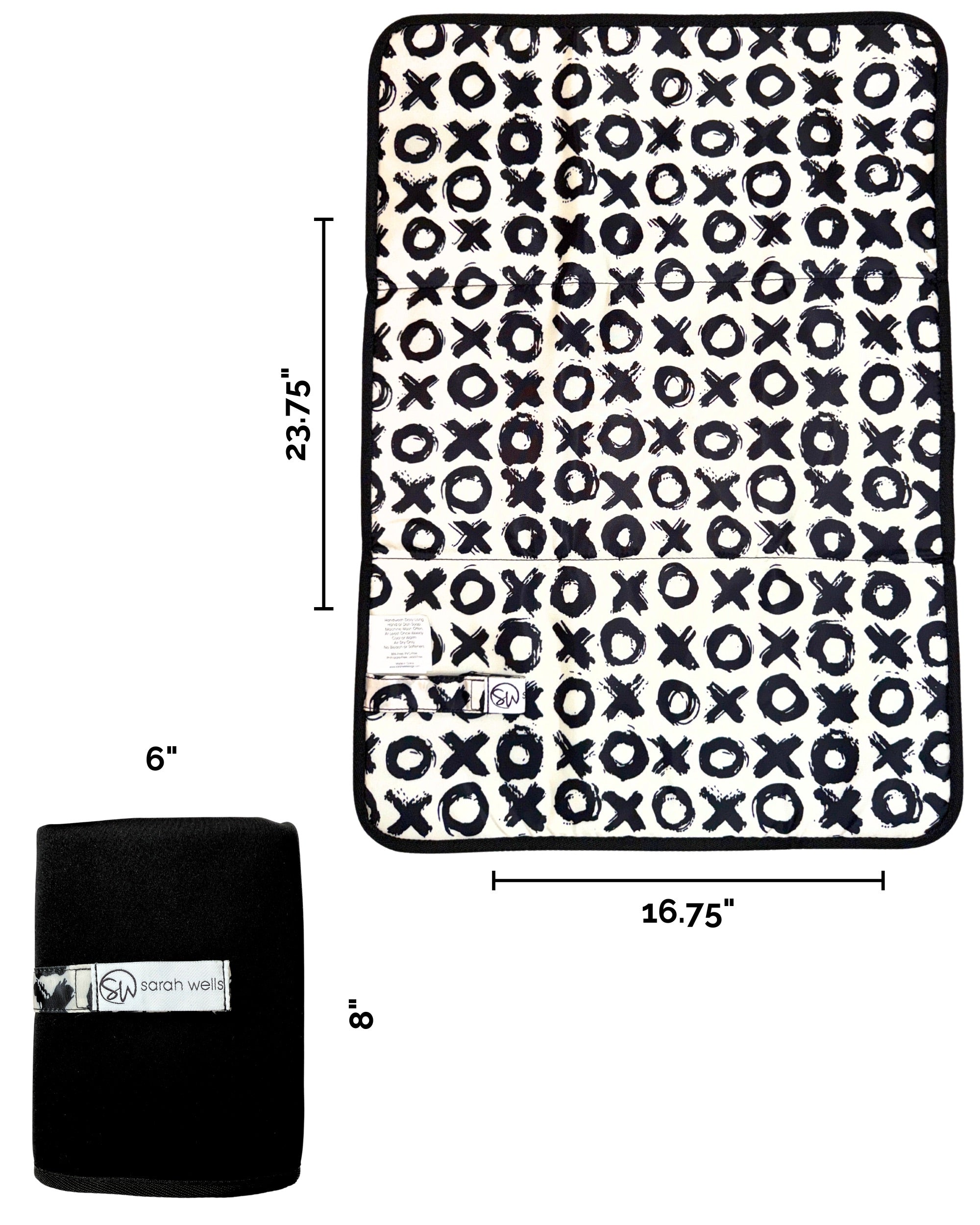 Sarah Wells Portable Diaper Changing Pad Machine Washable, Foldable for Travel or Diaper Bags (XOXO)