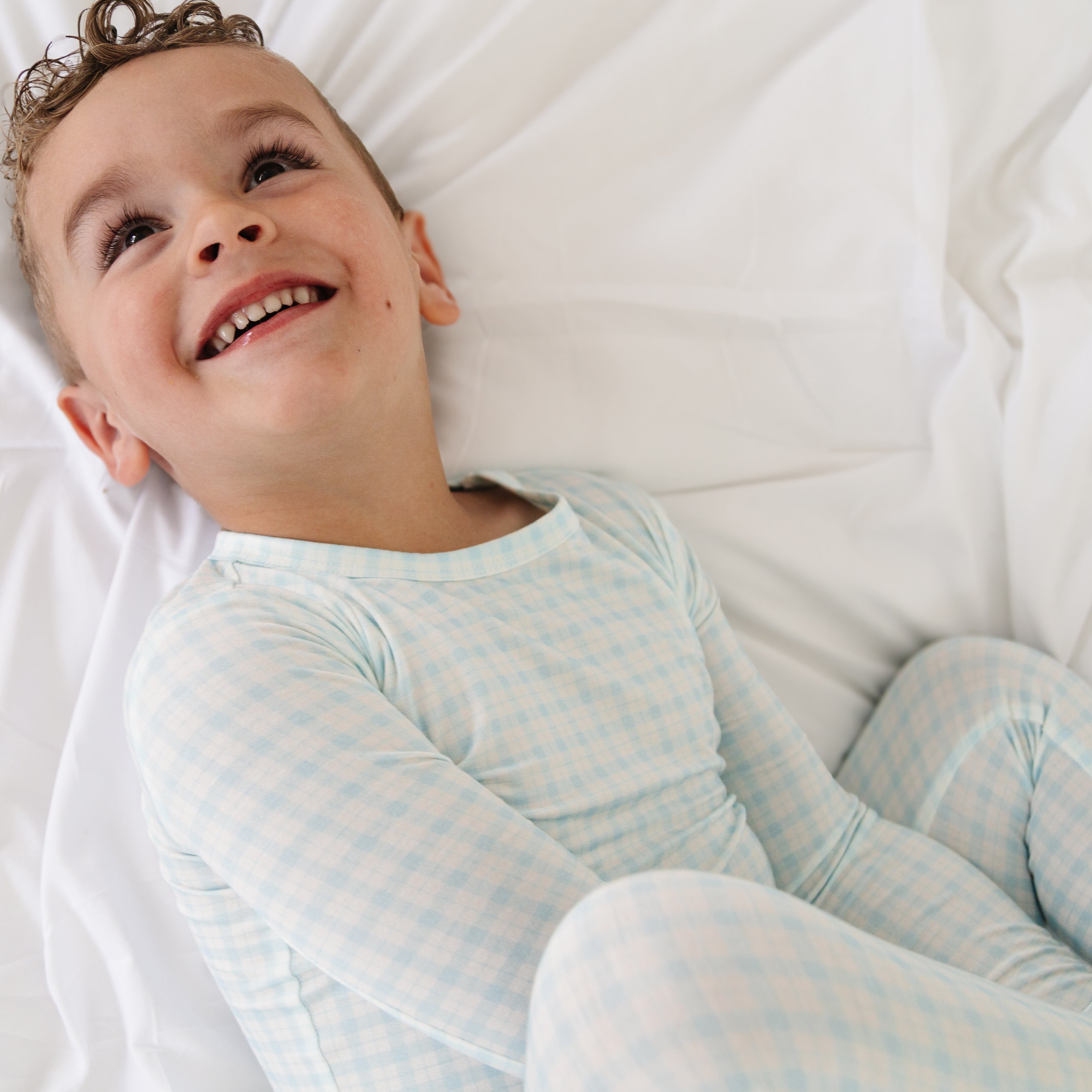 Coastal Check Bamboo Toddler Pajama Set | Motette - additional view