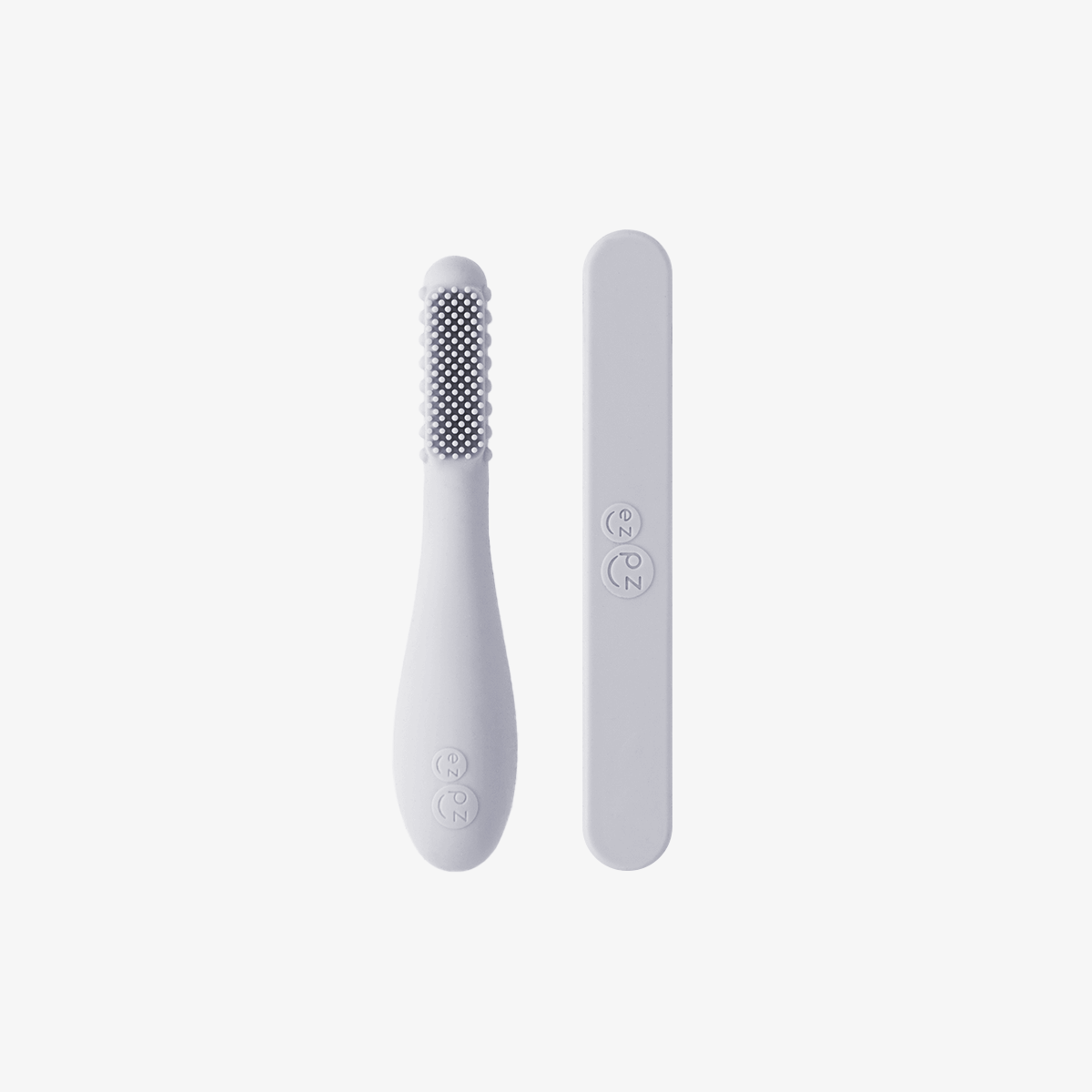 Baby-Led Toothbrush + Tongue Depressor – Pewter | ezpz – Poppylist Shop