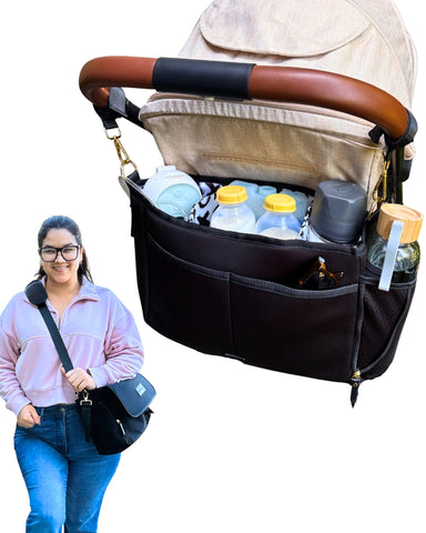 Sarah Wells Bags Sarah Wells Deluxe Stroller Caddy Organizer – Insulated, Machine-Washable with Crossbody Strap, Storage Pockets 