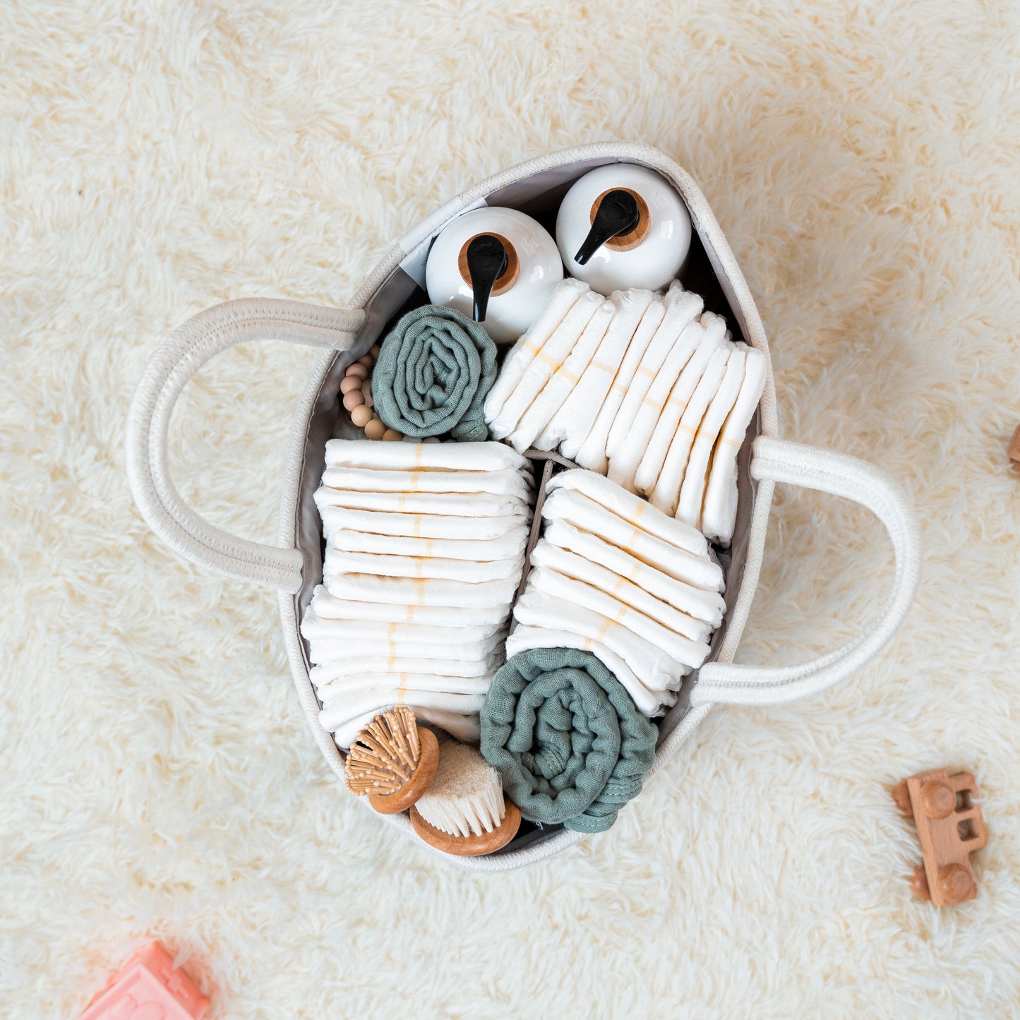 Rope Diaper Caddy - Blush